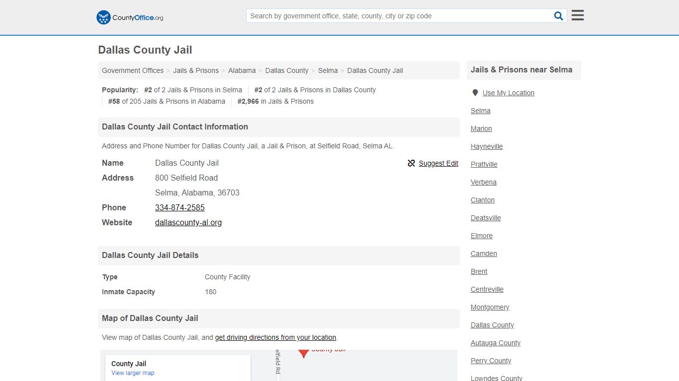 Dallas County Jail - Selma, AL (Address and Phone)